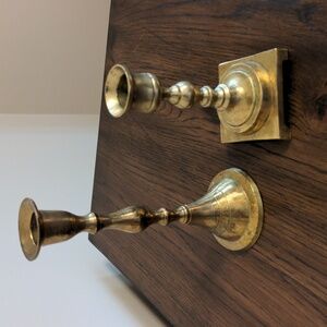 Set of 2 Vintage Brass Candlesticks